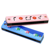 Armónica de madera de 16 agujeros con animales de dibujos animados, instrumento musical de juguete pintado, juguetes educativos tempranos para niños, regalos