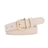Women's Fashion Pin Buckle Thin Belt Genuine Luxury Soft Belt for Women with Cargo Pants Jeans Windproof PU Leather Belt
