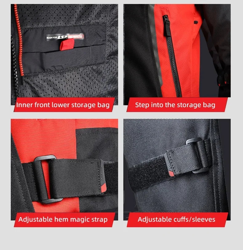 LS2 Winter Waterproof Motorcycle Jacket Men Women CE Certified Riding Jacket Warm Protective Gear with Removable Thermal Liner