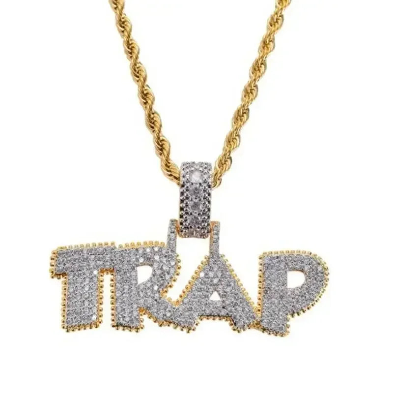 Bing Iced Out XO Colar Pingente de letra de zircônia cúbica para homens e mulheres Hip Hop Street Rock Rap Party Jewelry