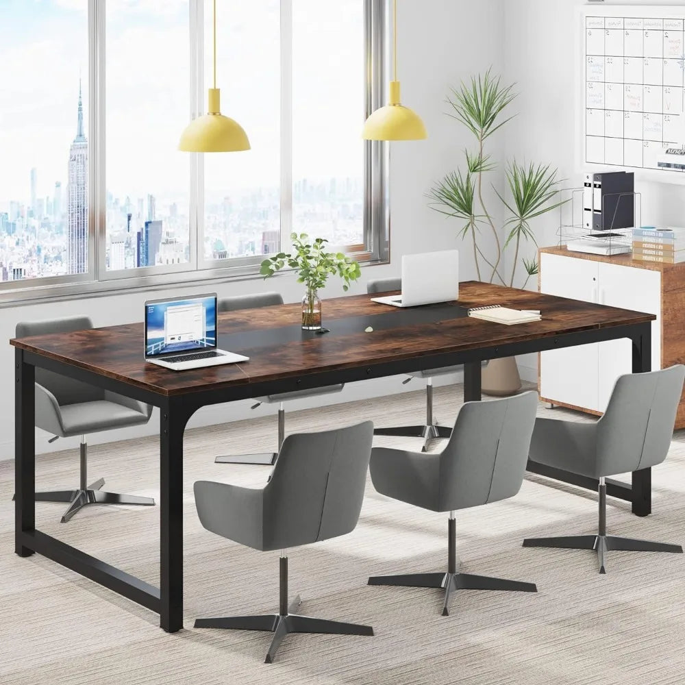 Modern Computer Desk,  Executive Office Desk Computer Table Study Writing Desk Workstation for Home Office,Rustic/Black