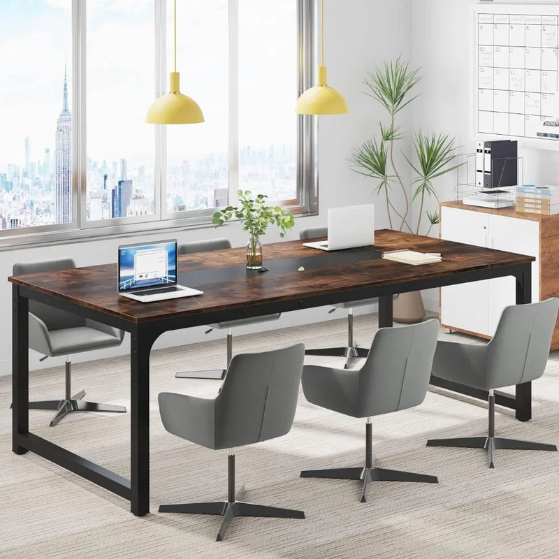 Modern Computer Desk, Executive Office Desk Computer Table Study Writing Desk Workstation for Home Office,Rustic/Black