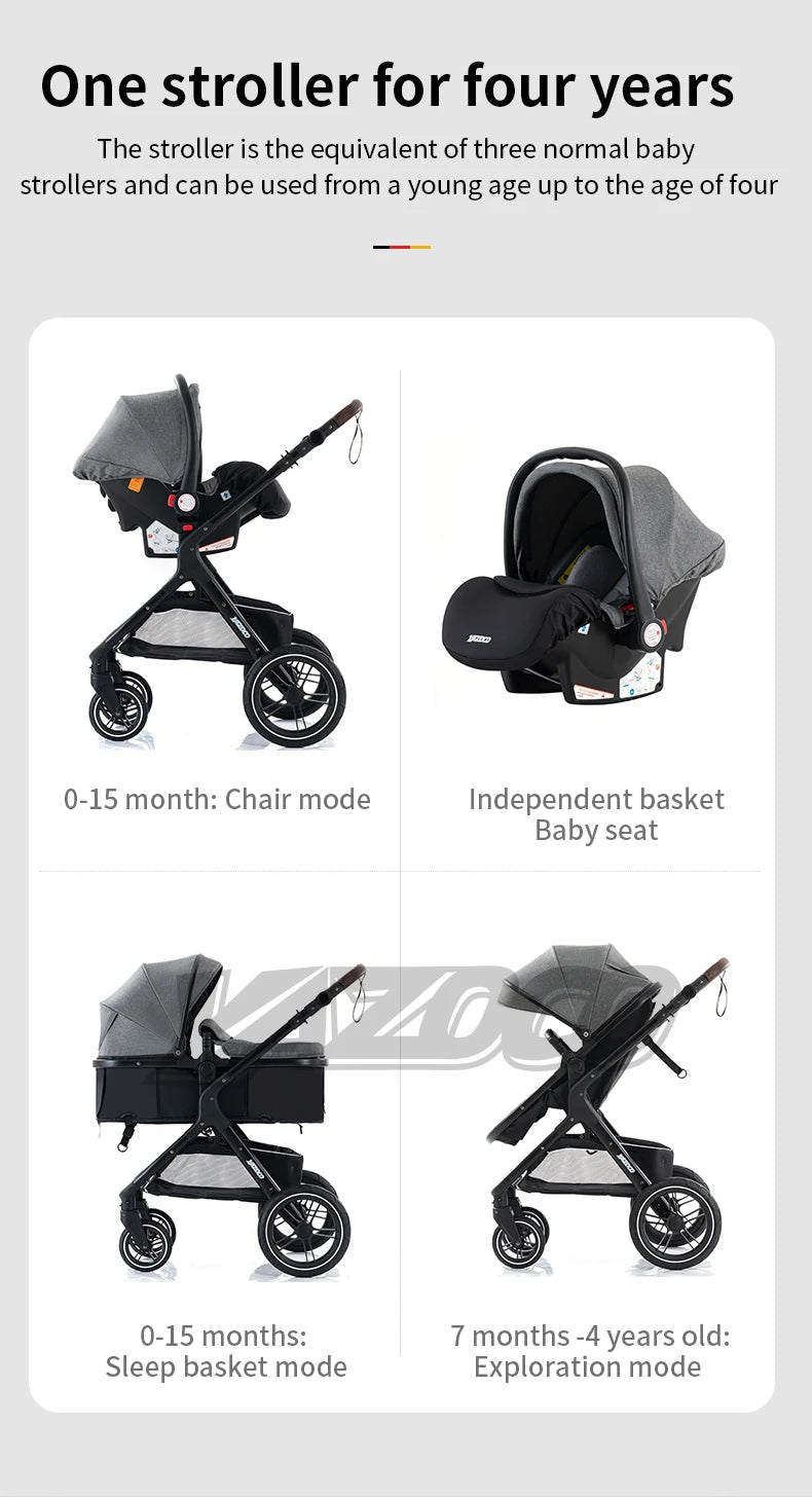 Baby stroller 3 in1,four wheel stroller,2 in 1 baby car,Lightweight strollers,Mutifunction Strollers,baby carriage,Poussette