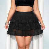Large Size Lace Multi-layer Cake Hot Girl Sexy Mini Skirt Fashion Korean Slim Female Clothing High Waisted Plus Size Women Skirt