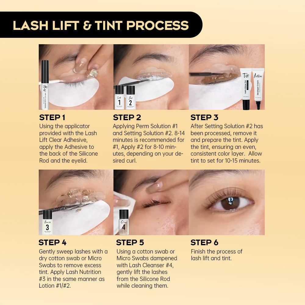 Gollee Eyelash Lifting Perm kit Natural Lashes Enhancer Long Lasting 4-6 weeks Black Lash Brow Tinting Perm Professional Makeup