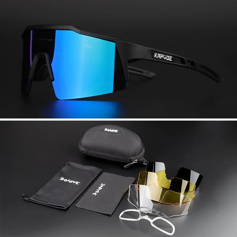 Men Women Polarized 4 Lens Sunglasses Cycling Bike Glasses Bicycle MTB Goggle Outdoor Sport Eyewear Anti-Glare Uv400 Equipment