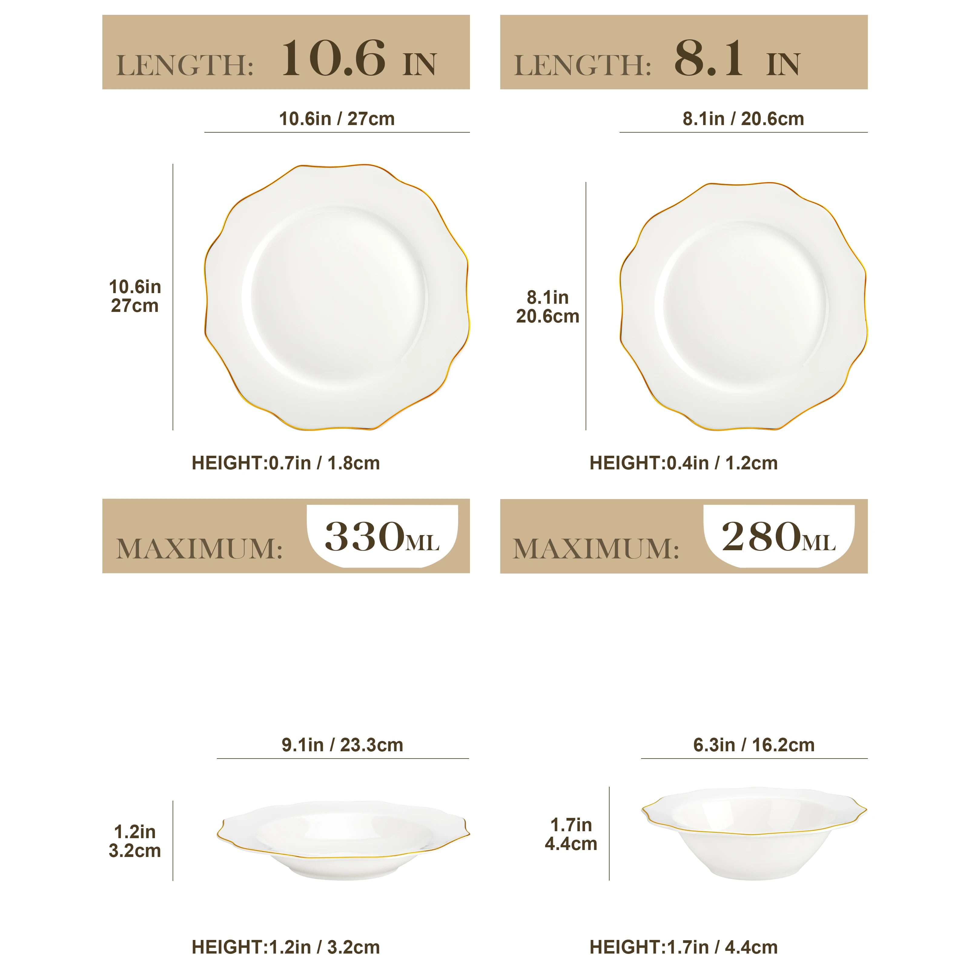 MALACASA LOTUS 16/32-Piece Nordic European White Porcelain Tableware Set with Bowl, Dinner, Dessert & Soup Plate Set for 4/8