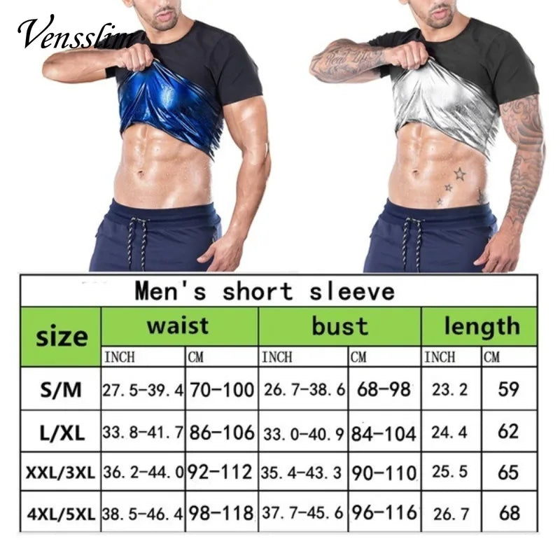 Vensslim Men’s Sauna Suit Sweat Heat Trapping Workout Fat Burner Vest Slimming Body Shaper Tank Top Waist Trainer Fitness Corset