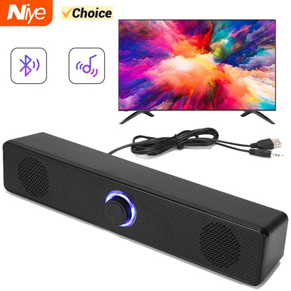 Barra de sonido para PC con cable e inalámbrica, altavoz Bluetooth, barra de sonido alimentada por USB para TV, PC, portátil, juegos, cine en casa, sistema de audio envolvente