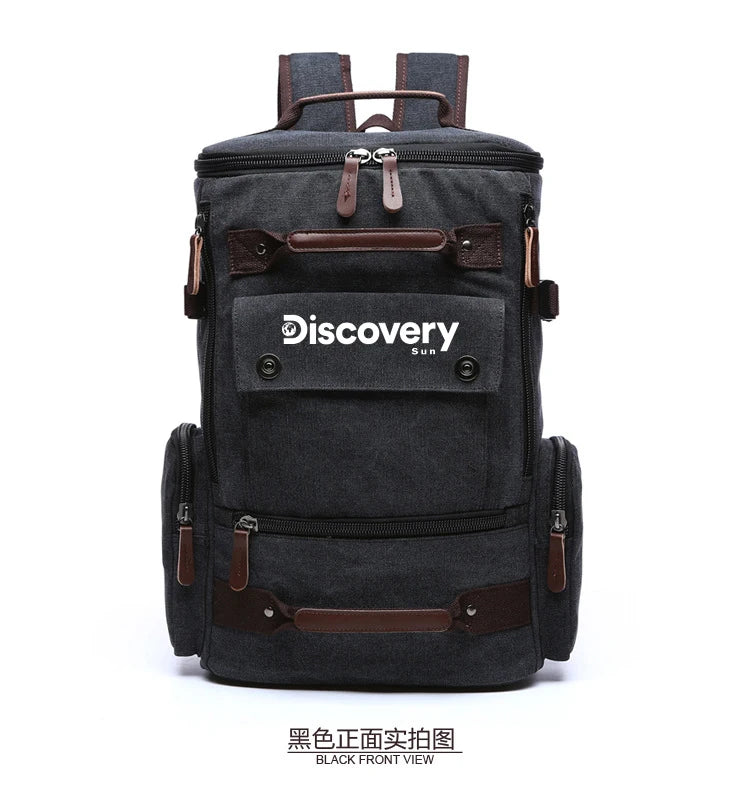 Mochila de lona multifuncional DISCOVERY-SUN, mochila informal para senderismo, mochila escolar para deportes al aire libre, mochila de viaje de gran capacidad.
