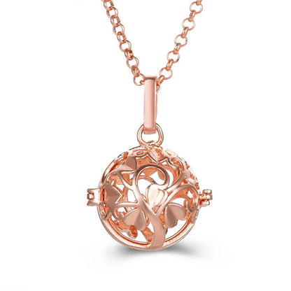 New Aroma Water Droplets Cage Lockets Necklace Heart Shaped Zircon Essential Oil Diffuser Set Combination Woman Pendant Jewelry