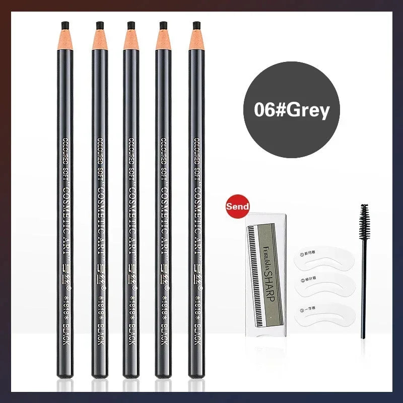 Waterproof Art Tint Makeup Eye Brow Pen 5pcs Professional Microblading Pencil Eyebrow Tattoo Tint Enhancers Cosmetic Wholesale
