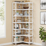Tribesigns 7-Shelf Corner Bookshelf,Large Modern Corner Bookcase, 7-Tier Tall Corner Shelf Storage Display Rack with Metal Frame