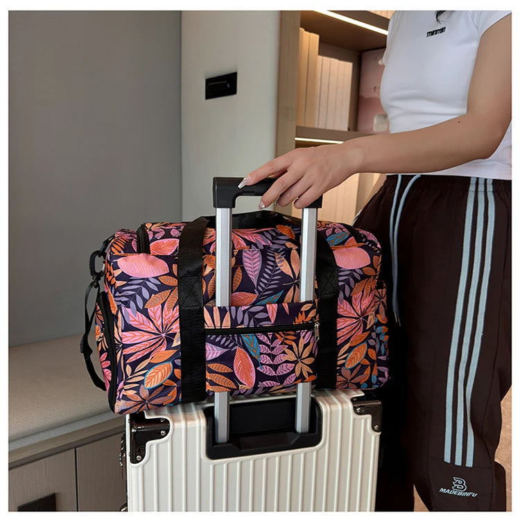 Oxford Leaves Large Capacity Travel Tote 2026 New High Quality Durable Bags Portable Daily Commute Versatile Travel Bags