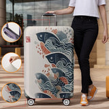 Japanese Koi Wave Pattern Luggage Protective Cover, suitable for 18-32 inch luggage covers, luggage handle gloves, travel access