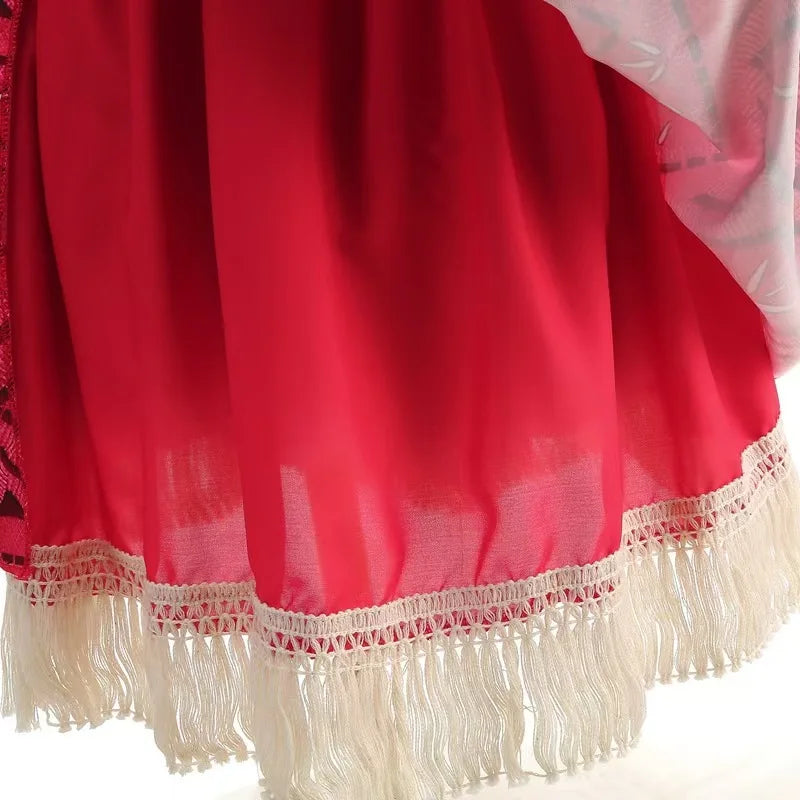 Disney Moana 2 Vaiana Costume Girls Princess Dress Children Purim Lace Clothes Kids Cartoon Cosplay Outfits Birthday Party Frock