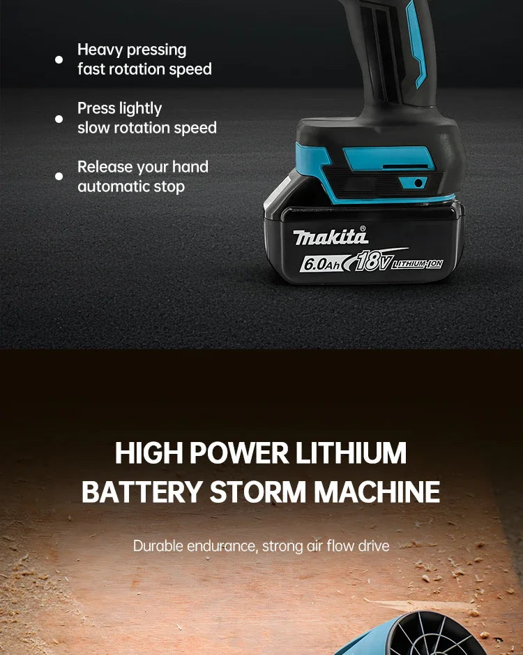 Makita 18V Violent Blower 30000RPM Turbo Jet Fan Electric Air Duster wind speed Turbo Rechargeable with Light Car Cleanin