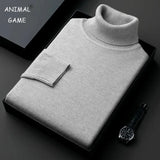 Suéter de cuello alto de punto de alta calidad para hombre, antibolitas, ajustado, de manga larga, color liso, tendencia