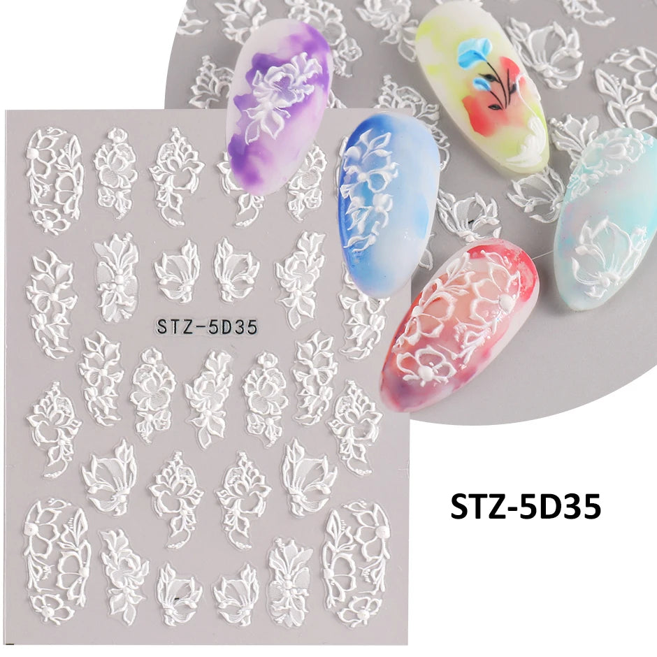 Stickers for Nails Marine Punk Black Line Design Art Slider Party Cool Decoration Adhesive Decal Emboss DIY Manicure Accessories