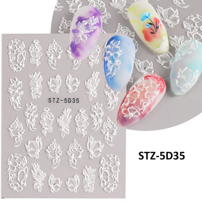 Stickers for Nails Marine Punk Black Line Design Art Slider Party Cool Decoration Adhesive Decal Emboss DIY Manicure Accessories