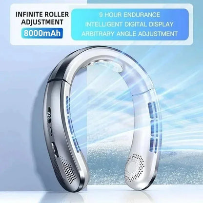 Xiaomi 8000mAh USB Hanging Neck Fan Portable Bladeless Mini Rechargeable Mute LED Digital Display Electric Air Cooler Handheld