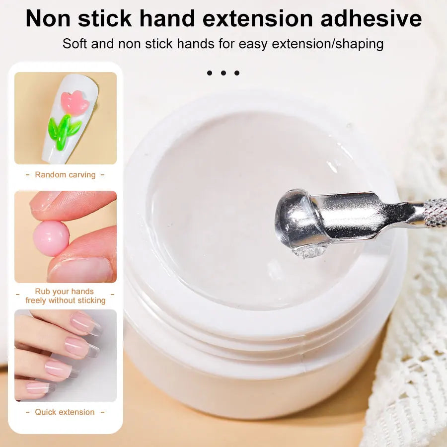 LIMEGIRL 15g Non-Stick Extension Gel UV Quick Build Solid Nail Extension Gel 3D Shaping Nail Art Solid Milky Jelly Hard Gel