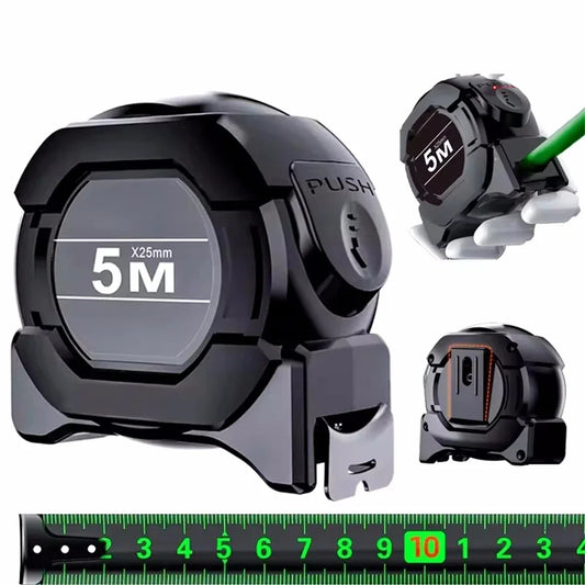 10/7.5/5 Meter Stainless Steel Metric Tape Measure 10 Meters Professional Black Fluorescent Self-Locking Steel Tape