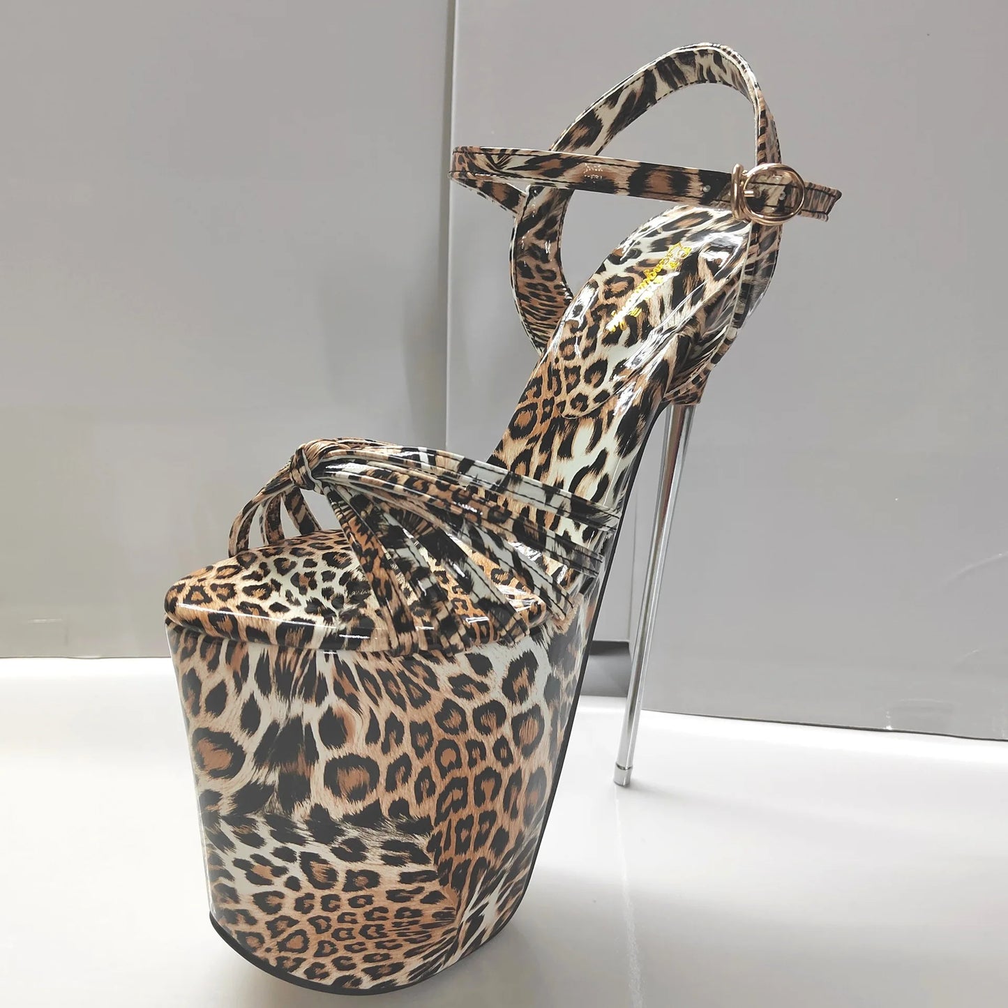 New Super High Thin Heels 30 Cm Steel Heels Large Size Women's Sandals Suede Black Buckle Sky-high Sexy Shoes platform sandals