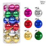 24pcs 3cm Christmas Balls Christmas Tree Ornaments Christmas Ball Hanging Tree Pendants Home Party Xmas Tree Decoration New Year Gift 