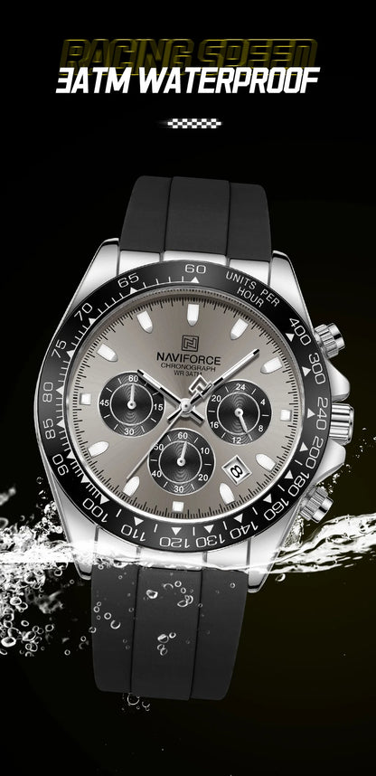 NAVIFORCE Reloj de lujo para hombre, deportivo, resistente al agua, de cuarzo, con correa de silicona, cronógrafo, luminoso, de pulsera, masculino