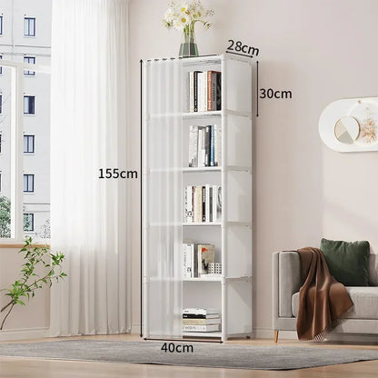 6/5 Layers Dustproof Wardrobe Bedroom Open Simple Assembly Storage Cabinet High Capacity Partition Bookshelf Closet Organizer