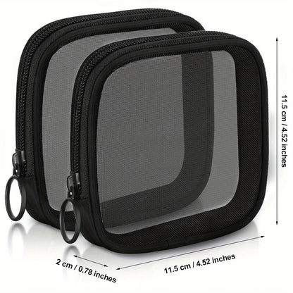 Transparent Mini Cosmetic Bag Small Travel Black Mesh Simple Makeup Bags Girl Storage Toiletry Wash Lipstick Cases