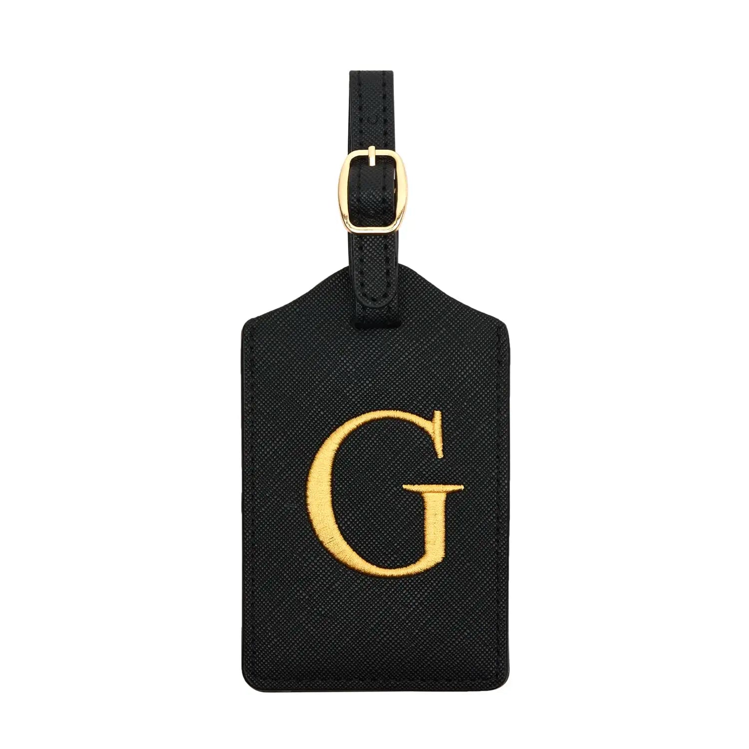 PU Leather Luggage Tag for Travel - Durable Suitcase ID Tag with Privacy Cover & Name Card Slot (A-Z) liu