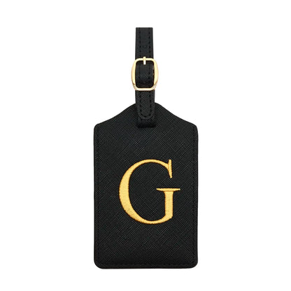 PU Leather Luggage Tag for Travel - Durable Suitcase ID Tag with Privacy Cover & Name Card Slot (A-Z) liu
