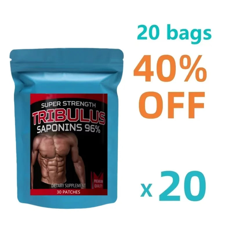 Tribulus Terrestris 5000mcg Extract 96% Saponins - Testosterone Booster Transdermal Patches, 30 Patches