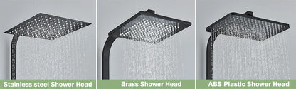 Rainfall Bathroom Shower Faucet Kit With Bidet Wall Mounted Stainless Steel Hot Cold Water Mixer Tap System With Rack,Tub Spout