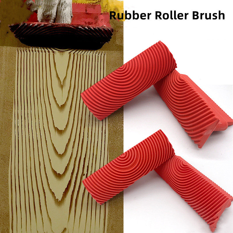 6Pcs Rubber Texture Roller Brush Imitation Wood Graining Wall Painting Home Decoration Art Embossing Diy for Wall Painting Tools