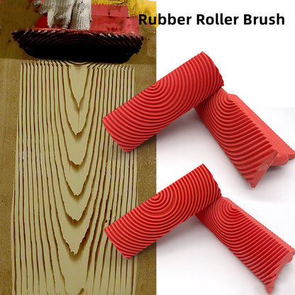 6Pcs Rubber Texture Roller Brush Imitation Wood Graining Wall Painting Home Decoration Art Embossing Diy for Wall Painting Tools