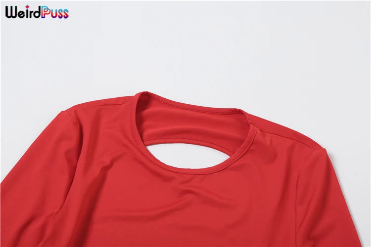 Body sexy de verano para mujer, con escote redondo, manga larga, ajustado, estilo vendaje, estilo club, con escote en V profundo