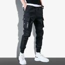 Classic Streetwear Casual Men Ribbons Harem Jogging Pants Male Slim Fit Spring Cargo Pants Multi-Pockets Women Trousers k32