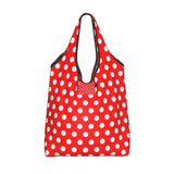Custom Recycling Classic Black And White Polka Dot Shopping Bag Women Tote Bag Portable Grocery Shopper Bags