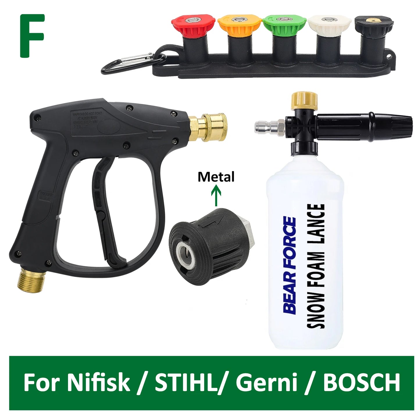 Pistola de agua para hidrolavadora para limpieza de automóviles Conector de manguera para Karcher Nilfisk Parkside Bocsh Boquillas de conexión rápida
