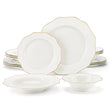 MALACASA LOTUS 16/32-Piece Nordic European White Porcelain Tableware Set with Bowl, Dinner, Dessert & Soup Plate Set for 4/8