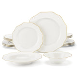 MALACASA LOTUS 16/32-Piece Nordic European White Porcelain Tableware Set with Bowl, Dinner, Dessert & Soup Plate Set for 4/8
