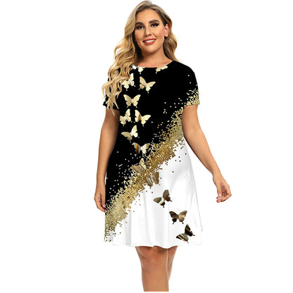 Venda quente vestidos para o verão 2022 mulheres bronzeamento borboleta vestido de manga curta casual vestido de grandes dimensões roupas de moda plus size