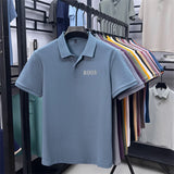 Cotton100% Men's Summer High Quality Short Sleeves Polo Shirt Lapel Button Letter Printing T-Shirt Business Leisure Men Clothing