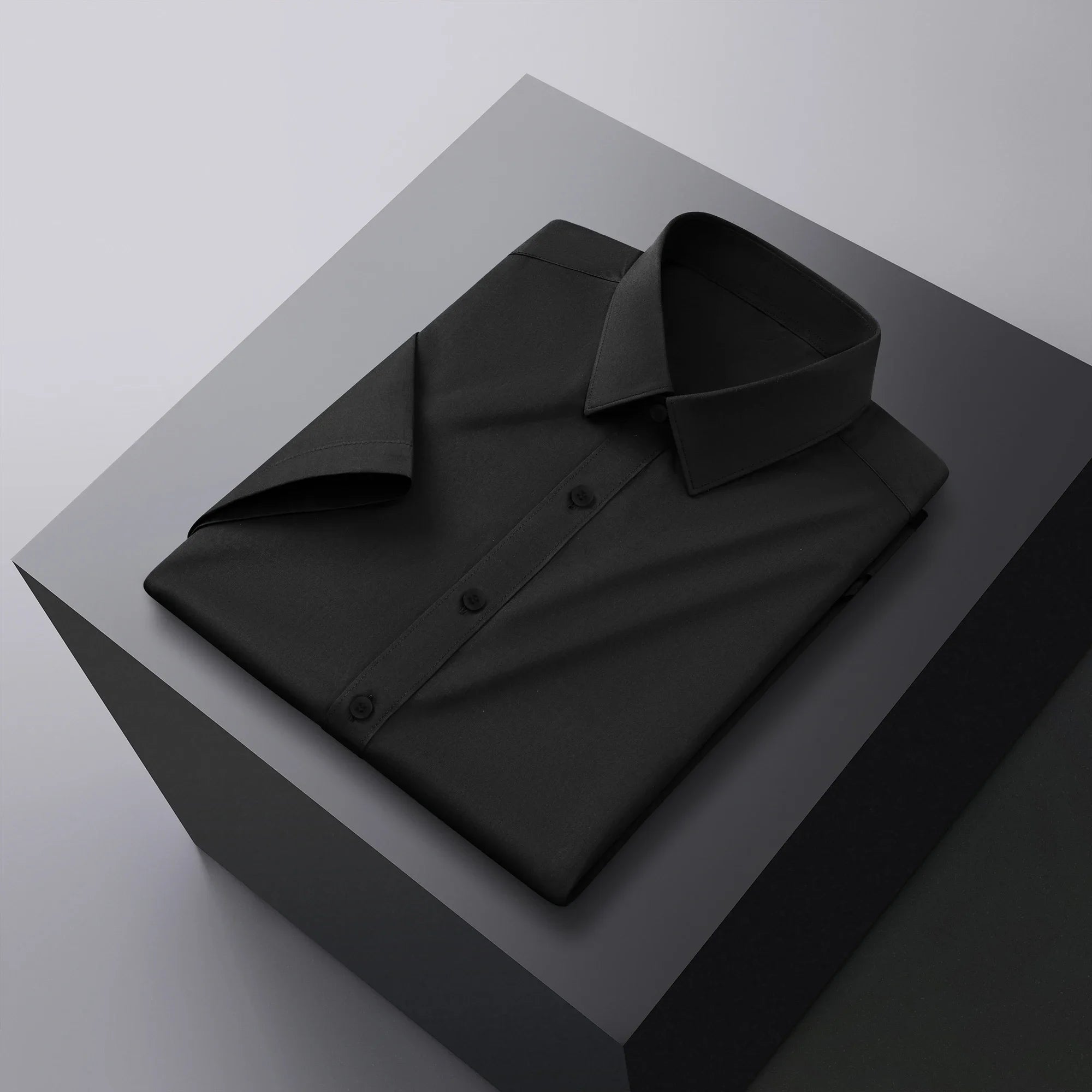 Men's Business Casual Solid Color Short Sleeve Shirt Summer Fashion No Ironing Comfortable Versatile Top for Men