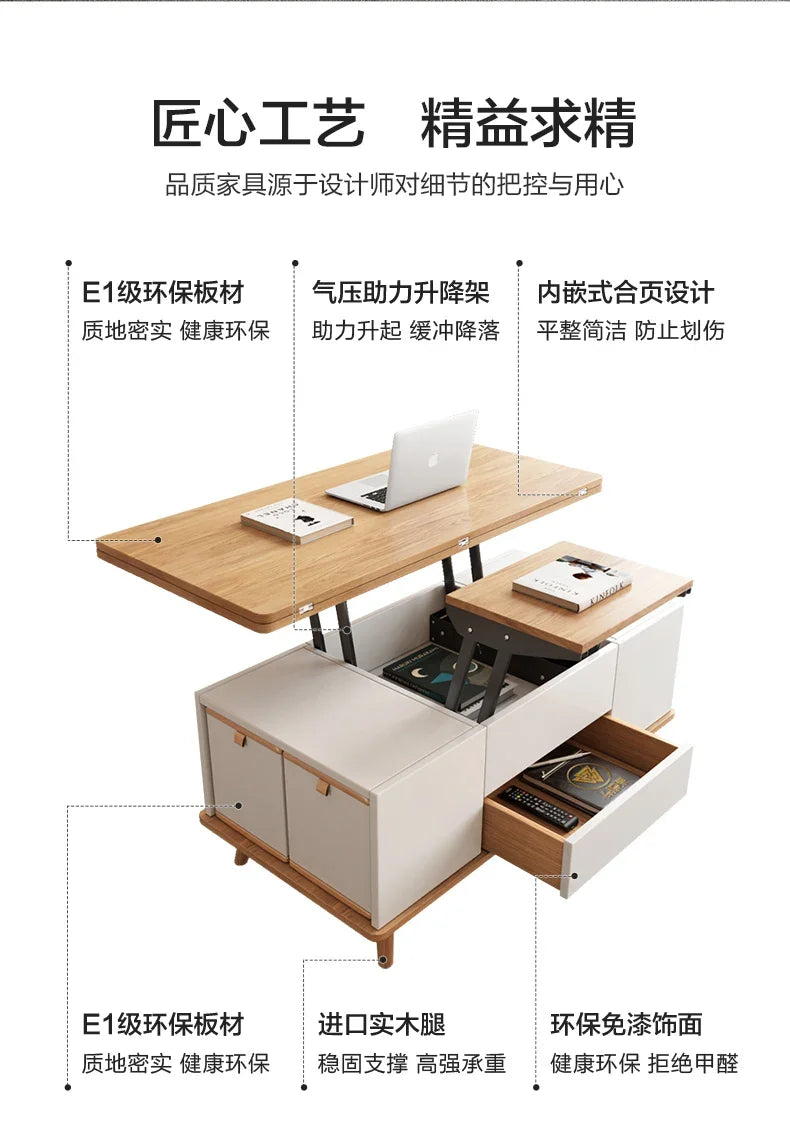 Lift Up Storage Coffee Table Trau White High Modern Nordic Coffee Table Minimalist Apartment Couchtisch Home Furniture