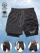 Men's 2-in-1 Fitness Training Sports Running Shorts Double Layer with Pocket Quick Dry Breathable Adjustable Drawstring Belt