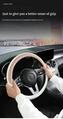 Perforated Nappa Leather Car Steering Wheel Cover Warm in Winter and Cool in Summer, Universal 15 Inch,  Anti-Slip, Odorless